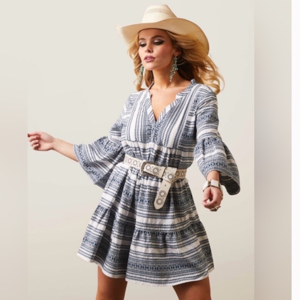 Ariat Savanna Dress Blue and White Striped Mini Dress